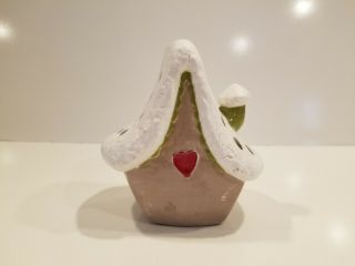 Vintage Christmas Ceramic Cottage Or Gingerbread House Candy Cane Holder 2