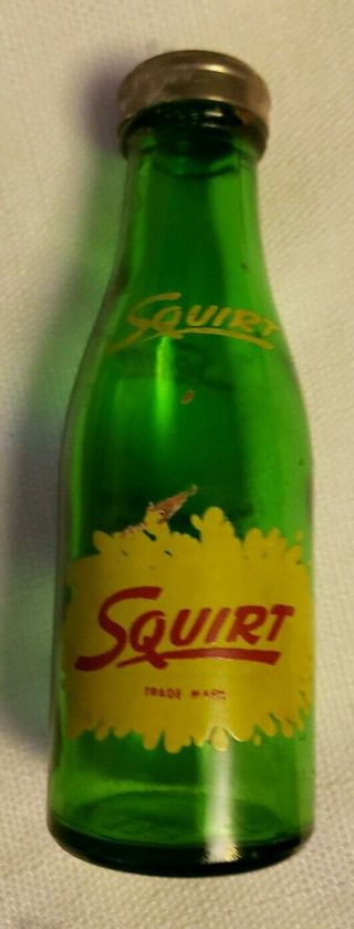 Vintage 1948 Squirt Soda - Glass Bottle Salt Or Pepper Shaker - Metal Cap