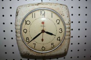 Warren Telechron Art Deco Style 1940s Wall Clock Model 2h13 Runs Silent