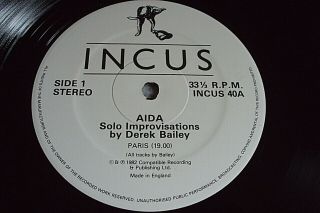 DEREK BAILEY - AIDA LP UK INCUS 40 Solo Guitar Improvisations Jazz Avant 3
