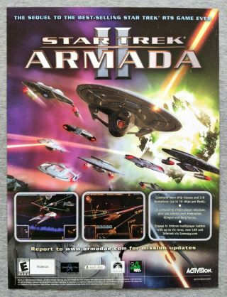 Star Trek Armada Ii 2 Pc | 2001 Vintage Print Ad Official Promo Art Big Box Rare
