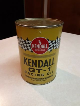 Vintage Full 1 Quart Kendall Gt - 1 Racing Oil Sae - 40 Motor Oil Can