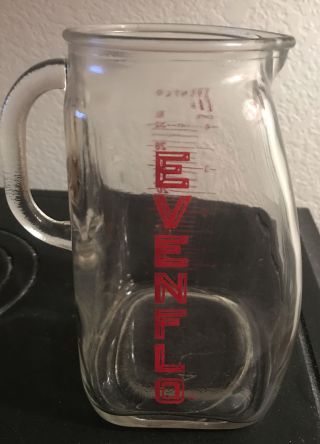 Vintage Evenflo Glass Measuring Pitcher 1 quart W/Glossy Red Lettering, 2