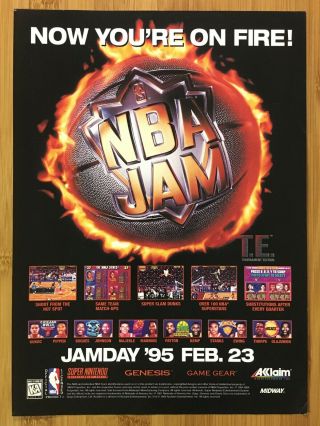 Nba Jam T.  E.  Tournament Edition Snes Sega Genesis 1995 Print Ad/poster Official