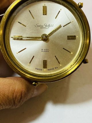 Vintage Swiza Sheffield 8 Day Alarm Clock Not