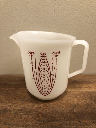Vintage Tupperware Measuring Cup 2c 16oz Red Letters 134 - 3