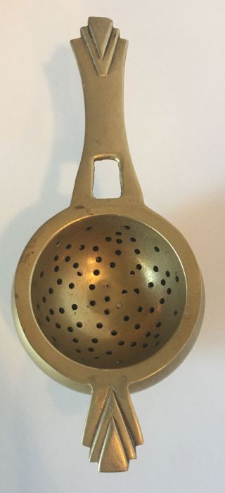 Vintage Antique Brass Tea Infuser,  Strainer With Footed Bowl Drip Stand Antique