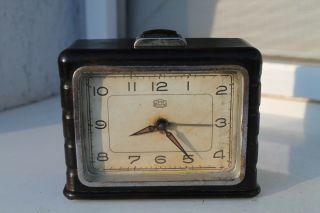 Vintage Old German Made Umf Ruhla Travel Bakelite Alarm Clock.