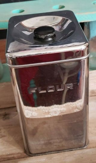 Vintage Lincoln Beautyware Chrome Kitchen Flour Canister