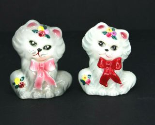 Vintage Kittens With Bows Salt And Pepper Shakers