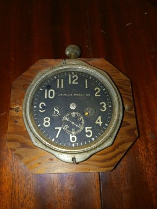Vintage Waltham Watch Company 8 Day Aircraft Clock Us Navy Wwii?? Parts Or Rep.