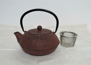 Vintage Japanese Cast Iron Teapot Tetsubin W Infuser Pine Cone Decorations