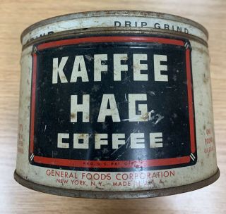 Vintage Tin Coffee Can,  Kaffee Hag Coffee