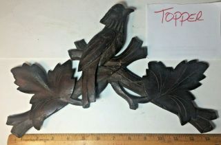 Old Wooden Leaves Cuckoo Clock Bird Part Top Topper 13 1/2 " Black Forest Germany