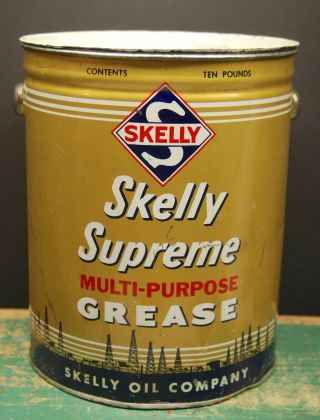 Vintage Skelly Oil Supreme Multi - Purpose Grease Can Ten Pound Empty