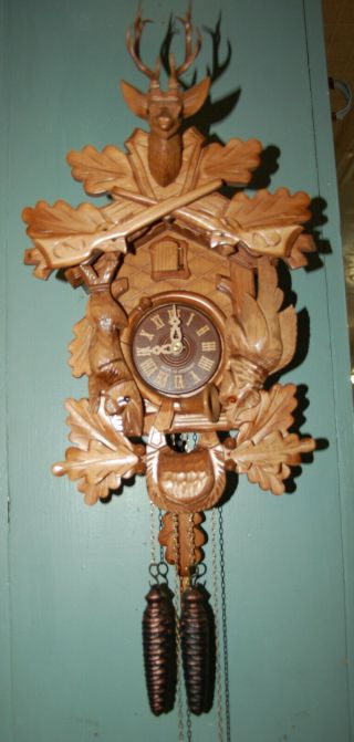Vintage German Cuckoo Clock Parts Black Forest Wood