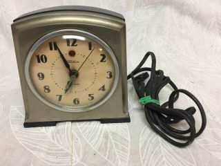 Vintage Telechron Electric Alarm Clock W Metal Case
