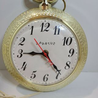 Spartus Backwards Electric Wall Clock Pocket Watch Running 2