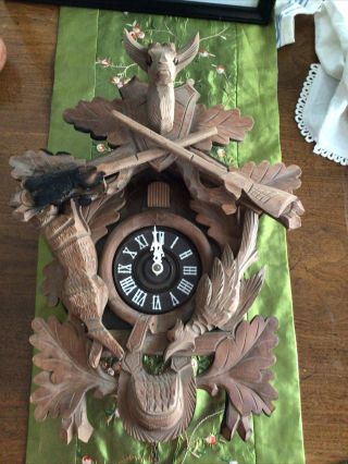 Cuckoo Clock German Wall Clock Hunter Parts Clock Hand Carved Parts