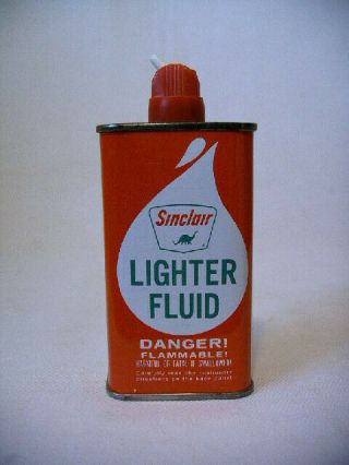 Vintage Sinclair Lighter Fluid Can W/ Dino Logo Handy Type 4 Oz Tin
