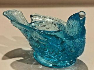 Vintage Degenhart Turquoise Blue Bird & Berry Salt Cellar