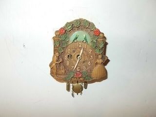 Lux Keebler " Lovebirds " Miniature Pendulette Clock Circa.  1936