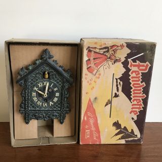 Vintage Lux Pendulette Novelty Bobbing Dove Cuckoo Clock Box - No Key