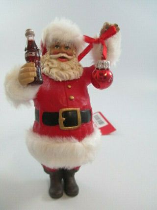 Coca - Cola Kurt Adler Santa Holding Ornament Holiday Christmas Ornament