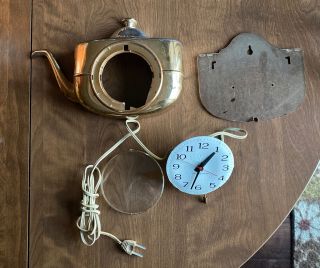 Vintage Ge General Electric Copper Chrome Tea Pot Wall Clock 2135 Parts