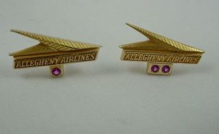 2 Vintage Allegheny Air Employee 10 20 Year Service Pin Tie Tacs 1/10th 10k