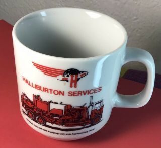 Vintage Halliburton Services Co Pipeline Division Coffee Mug Cup Oil 1981 Trucks