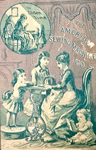 Victorian Advertising Trade Card American Sewing Machine Mother And Daughter