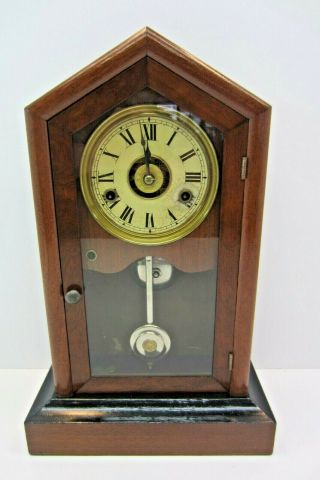 Vintage Seth Thomas Gothic Steeple Mantle Clock W Key Not