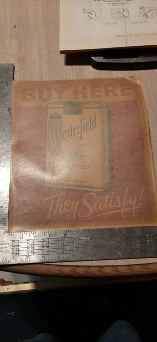 Vintage Meyercord Decal Buy Here Chesterfield Cigarettes They Satisfy