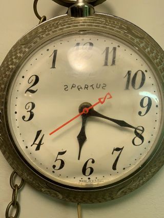 Vintage Spartus Backwards Moving Hands Bar Wall Clock (Open/Closed Medallion) 3