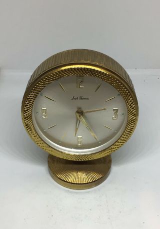 Small Seth Thomas Brass Wind Up Alarm Clock  - Made In Germany