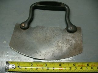 Antique Mezzaluna Stainless And Cast Iron Food Chopping Mincing Utensil