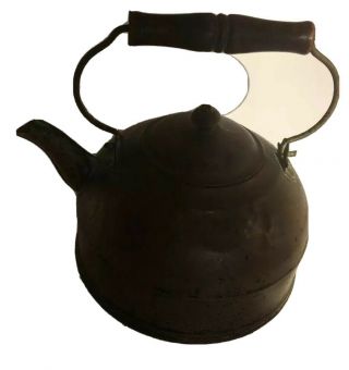 Old Antique Copper Tea Pot Wood Handle Hot Water Handle Essential Cooking Item