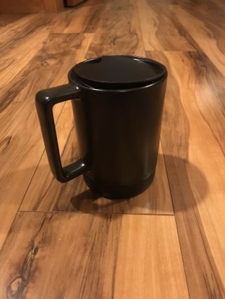 Starbucks Matte Black Ceramic Coffee Mug Rubber Bottom With Black Lid.  14 Fl Oz