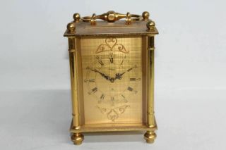 Imhof 15 Jewels Swiss Gold Tone Antique Standing Mantle Table Clock 1417905