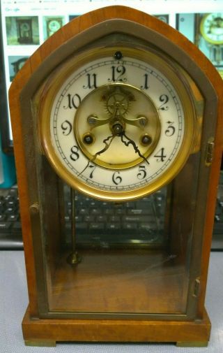 Antique 19th Century Waterbury " Calais " Mantle Clock / Open Escapement