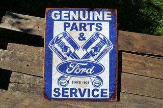 Ford Parts & Service Pistons Tin Metal Sign - Dealer - Trucks - Mustang