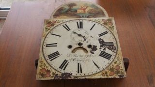 Antique Grandfather Clock Face - With Mechanism