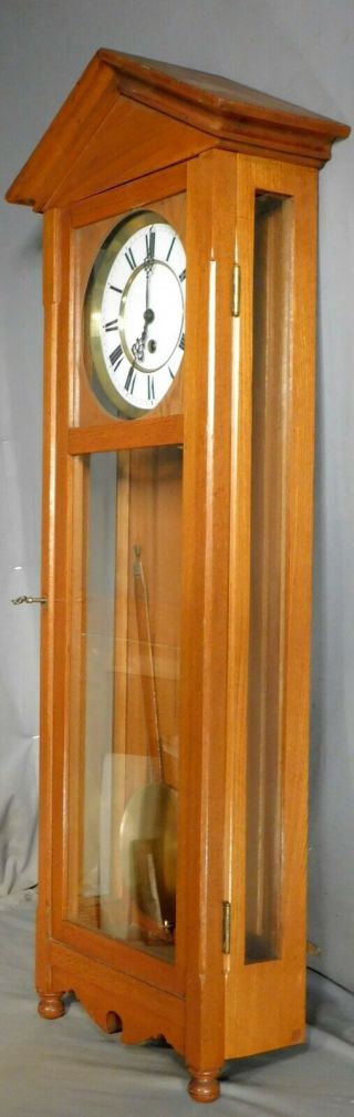 Antique Gustave Becker Vienna Regulator Clock Ash Laterndl Case Gable Pediment