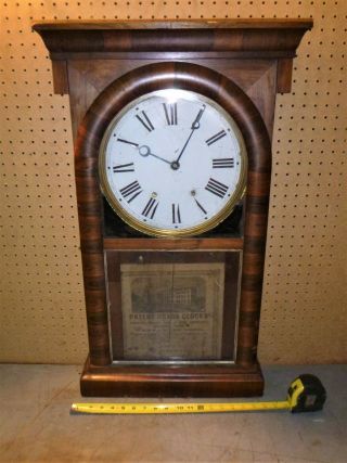 Old Vintage Late 1800s Ansonia Brass Copper Co App 1874 Weight Driven Wall Clock