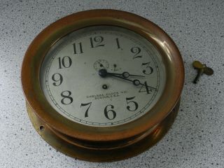 Vtg Antique Brass Chelsea Clock Co.  Boston Ship 