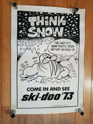 1973 Ski - Doo Snowmobile Advertising Poster Think Snow