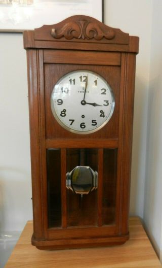 Old Vintage French Vedette Wall Clock Westminster Chimes.  Needs Tlc Repair.