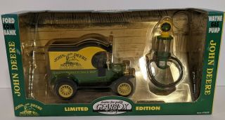 John Deere 1912 Ford Model T Delivery Car Coin Bank And Wayne Gas Pump