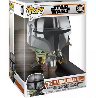 Funko Pop Star Wars The Mandalorian With The Child 380 Chrome 10 - Inch Figure